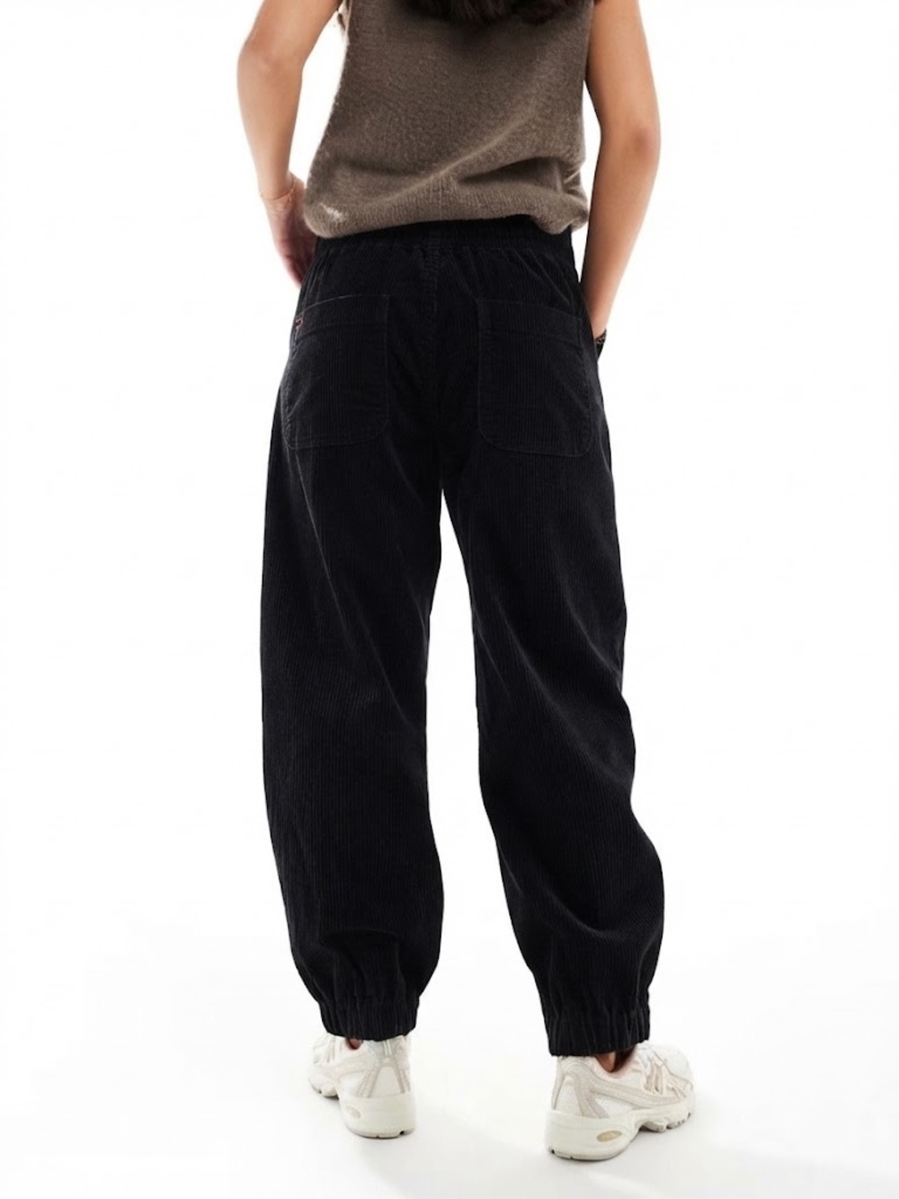 BDG Urban Outfitters Black Wide Corduroy Elastic-Waist Pants Sz S Minimal Chic
